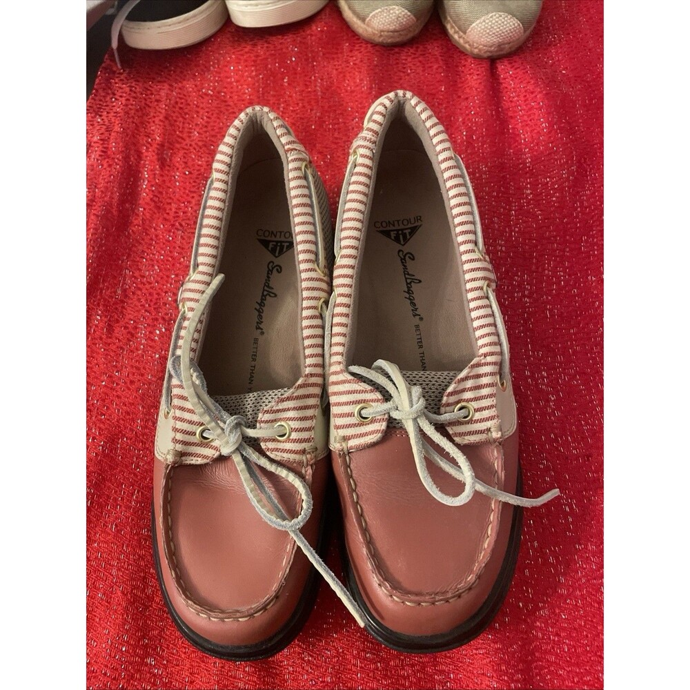Sandbaggers  Golf Shoes Women’s 9 Pink & Ivory Leather Golf Shoes Boat Loafer